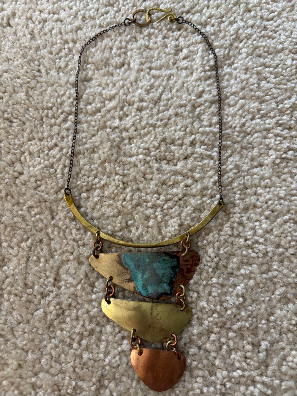 Sibilia Layered Mixed-Metal Statement Necklace in Brass, Copper and Patina